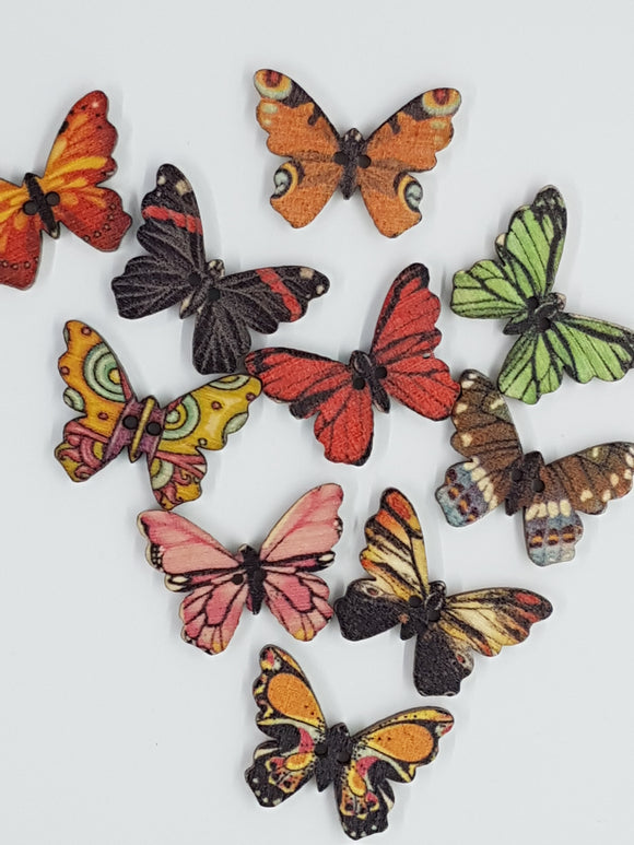 25X19MM WOODEN BUTTERFLIES - MIXED