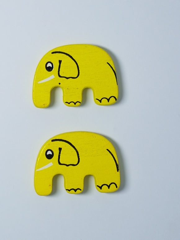 30x20MM WOODEN ELEPHANTS - YELLOW