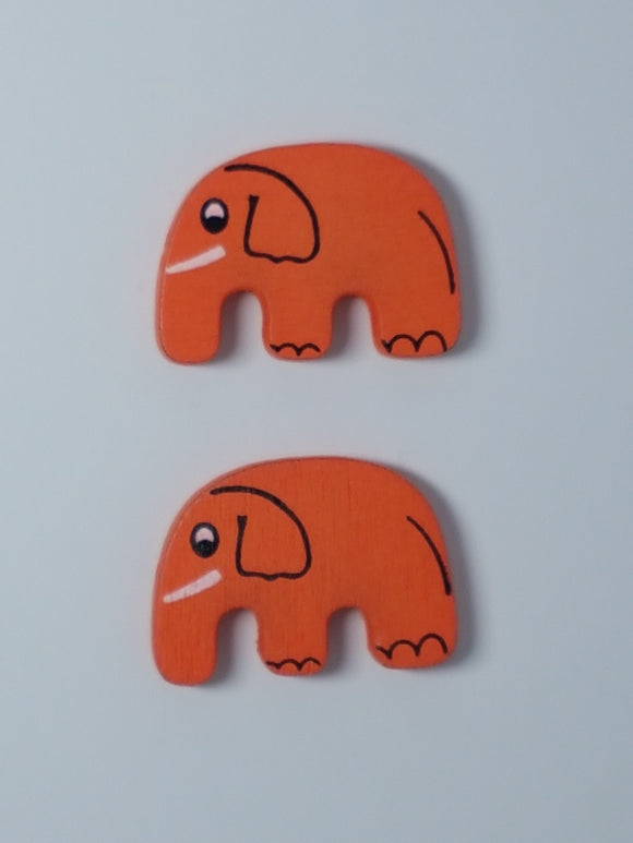 30x20MM WOODEN ELEPHANTS - ORANGE