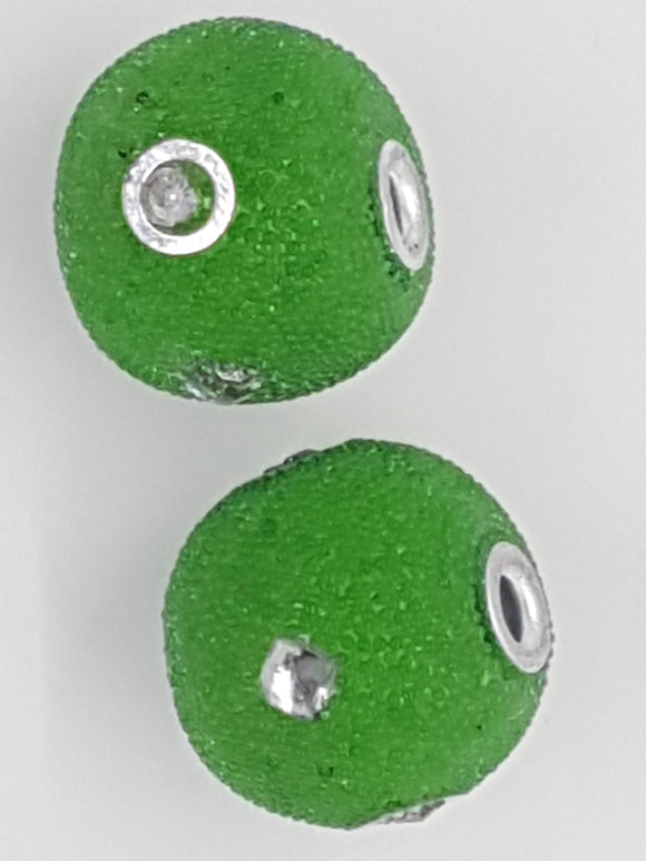21MM INDONESIAN ROUND BEADS - GREEN