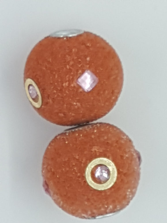 21MM INDONESIAN ROUND BEADS - DARK ORANGE