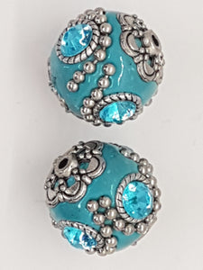 18-20MM INDONESIAN ROUND BEADS - BLUE