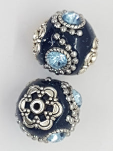 18-20MM INDONESIAN ROUND BEADS - DARK BLUE