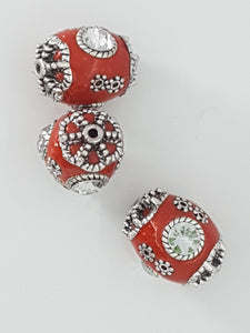 20X15MM INDONESIAN OVAL BEADS - RED