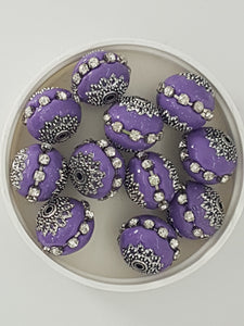 19X18MM INDONESIAN ROUND BEADS - MEDIUM PURPLE