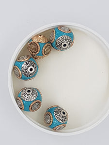 15MM INDONESIAN ROUND BEADS -AQUA