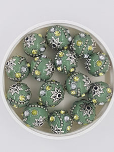 15MM INDONESIAN ROUND BEADS -JADE GREEN