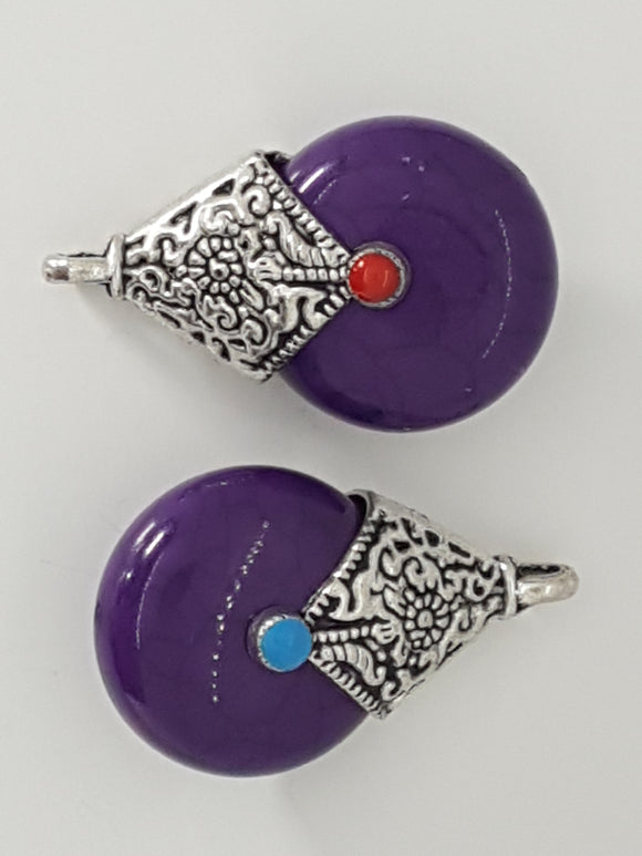 38X23X17MM RESIN PENDANTS - PURPLE