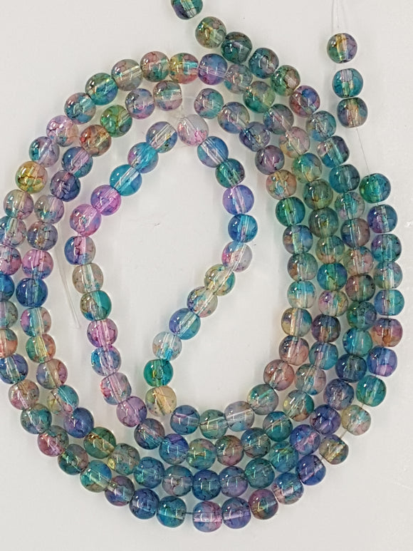 6MM GLASS ROUND BEADS - TRANS. IMITATION OPALITE