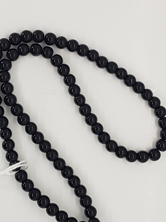 6MM GLASS ROUND BEADS - OPAQUE BLACK