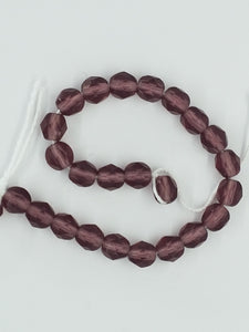 6MM GLASS FACETED BEADS - FIRE POLISH MATT AMETHYST