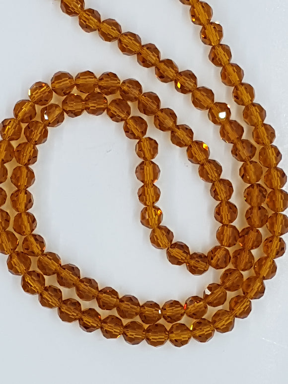 6MM GLASS FACETED BEADS - DARK GOLDEN ROD
