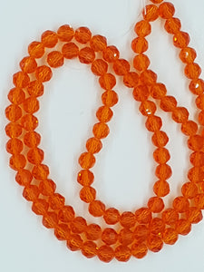 6MM GLASS FACETED BEADS - ORANGE