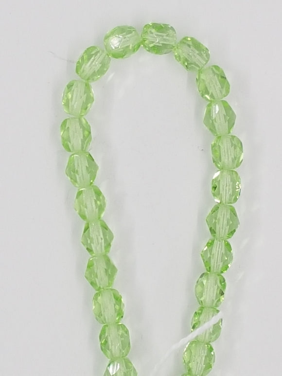 6MM GLASS FACETED BEADS - FIRE POLISH - PERIDOT