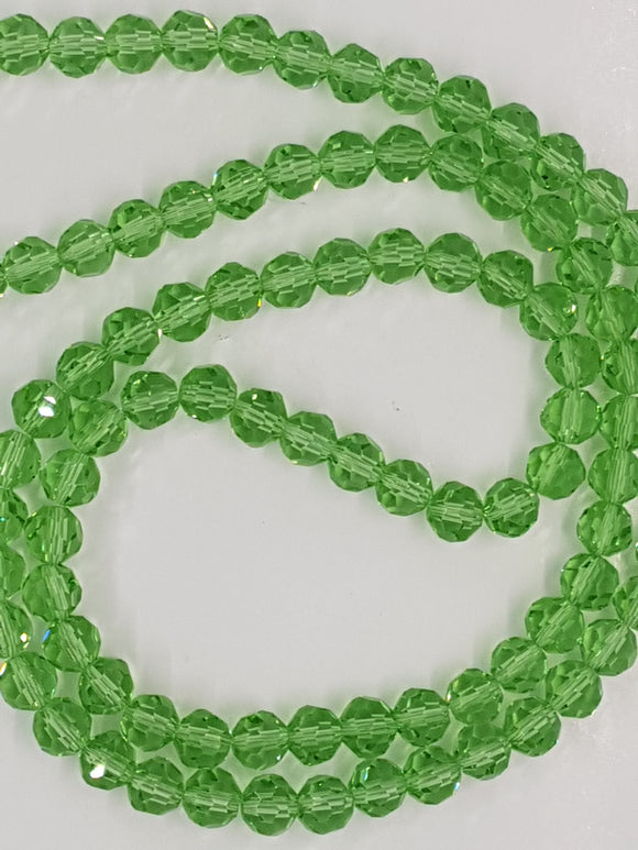 6MM GLASS FACETED BEADS - GREEN