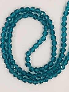6MM GLASS FACETED BEADS - TEAL