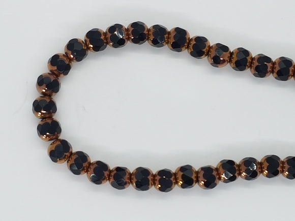 6MM GLASS FACETED BEADS - ELECTRO. HALF PLATED BLACK/BRONZE