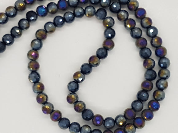 6MM GLASS FACETED BEADS - ELECTRO. VITRAIL