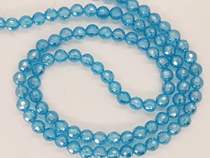 6MM GLASS FACETED BEADS - ELECTRO. SKY BLUE