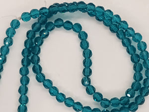 6MM GLASS FACETED BEADS - ELECTRO. TEAL GREEN