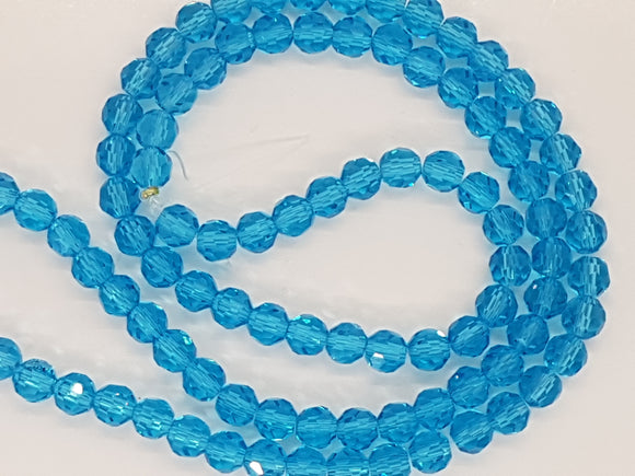 6MM GLASS FACETED BEADS - ELECTRO. DODGER BLUE