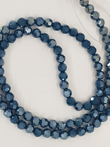 6MM GLASS FACETED BEADS - ELECTRO. ROYAL BLUE