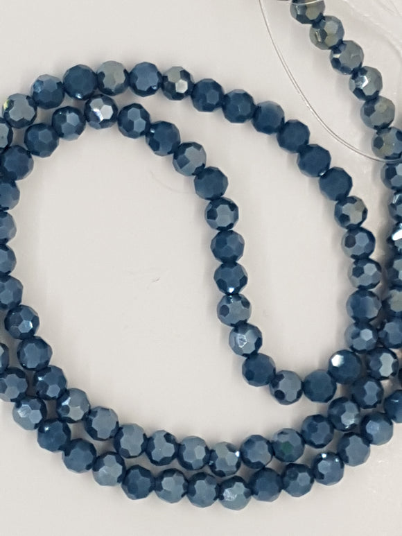 6MM GLASS FACETED BEADS - ELECTRO. ROYAL BLUE