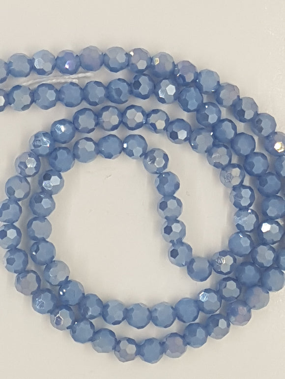 6MM GLASS FACETED BEADS - ELECTRO. PALE PURPLE/BLUE HUE