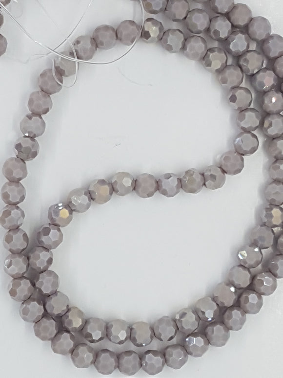 6MM GLASS FACETED BEADS - ELECTRO. LIGHT DUSKY ROSE