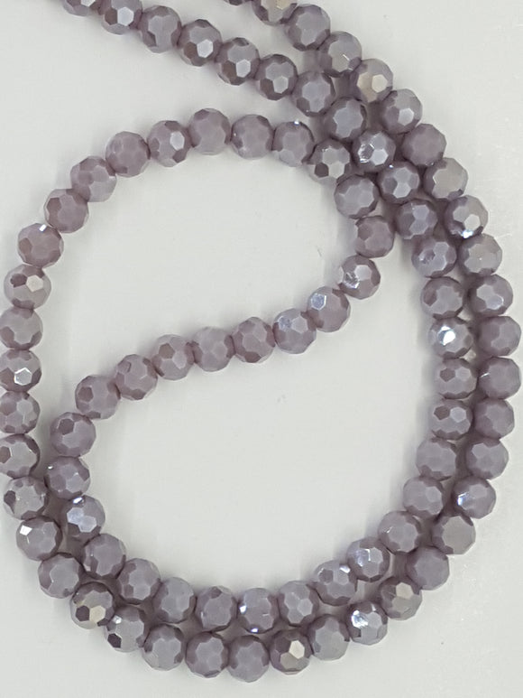 6MM GLASS FACETED BEADS - ELECTRO. DARK DUSKY ROSE
