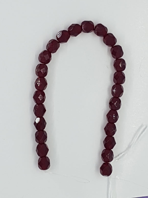 6MM GLASS FACETED BEADS - FIRE POLISH GARNET
