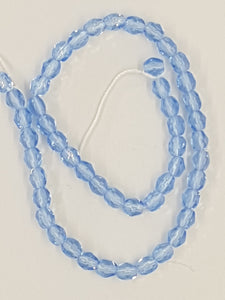 4MM GLASS FACETED DRUM BEADS - FIRE POLISHED - LIGHT SAPPHIRE