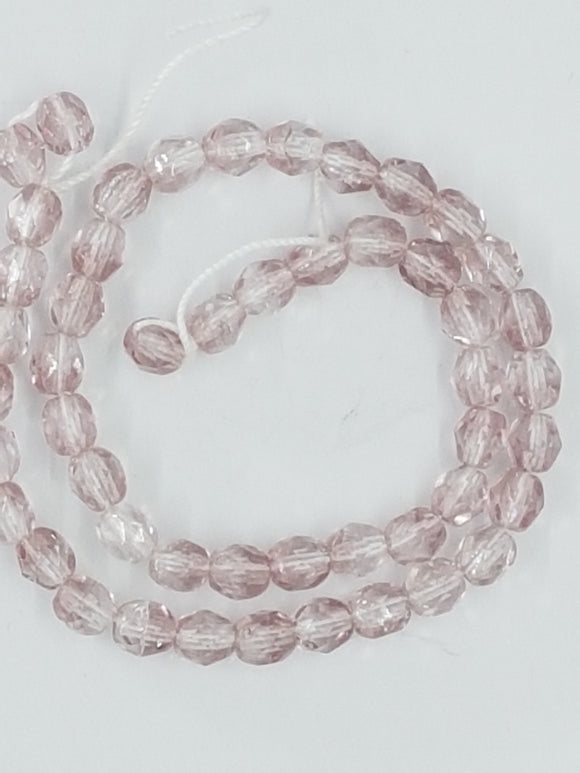 4MM GLASS FACETED DRUM BEADS - FIRE POLISHED - SPARKLING AMETHYST