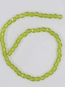 4MM GLASS FACETED DRUM BEADS - FIRE POLISHED - LIME GREEN