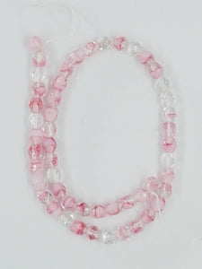 4MM GLASS FACETED DRUM BEADS - FIRE POLISHED - PINK & CRYSTAL