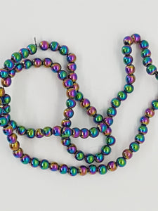 4MM GLASS ROUND BEADS - NON. MAG. SYNTHETIC HEMATITE GRADE A VITRAIL