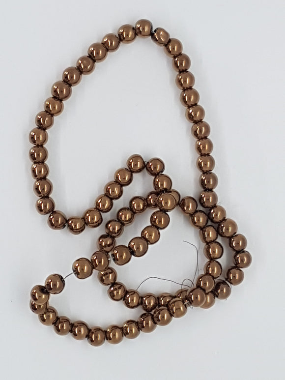 4MM GLASS ROUND BEADS - ELECTROPLATED - BRONZE