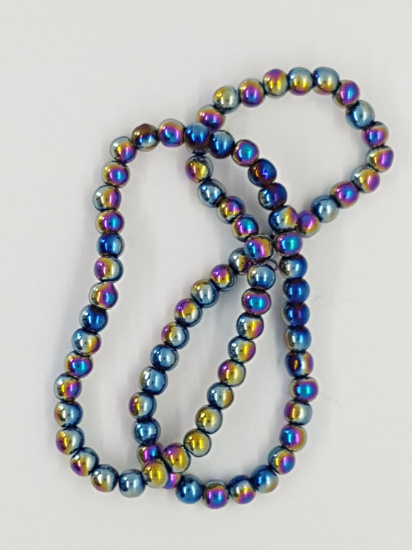4MM GLASS ROUND BEADS - ELECTROPLATED - VITRAIL