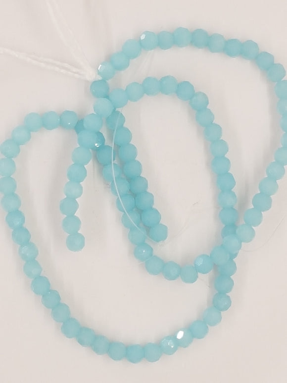 4MM GLASS ROUND FACETED BEADS - PALE BLUE