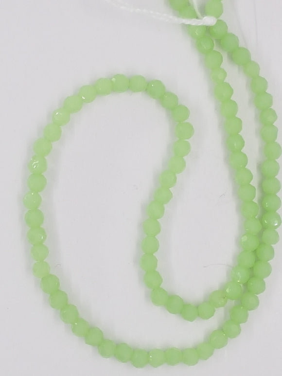 4MM GLASS ROUND FACETED BEADS - PALE GREEN