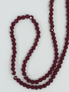 4MM GLASS ROUND FACETED BEADS - DARK RED