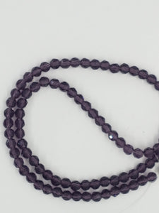4MM GLASS ROUND FACETED BEADS - AMETHYST
