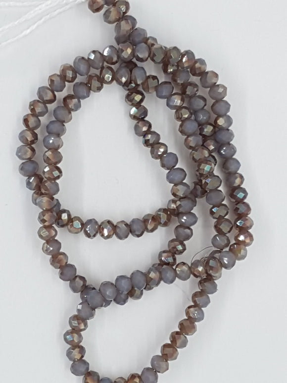 4MM GLASS FACETED RONDELLE BEADS - HALF PLATED - OYSTER