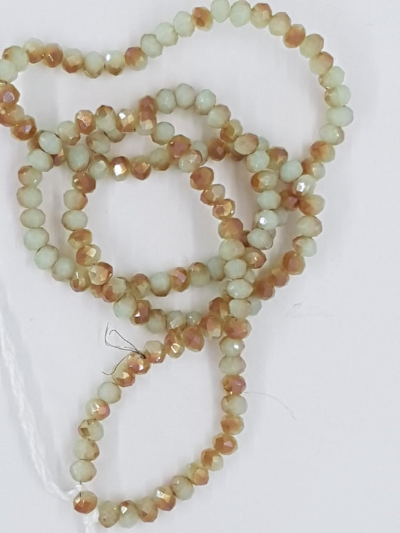 4MM GLASS FACETED RONDELLE BEADS - HALF PLATED - CREAM
