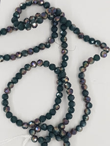 4MM GLASS FACETED RONDELLE BEADS - HALF PLATED - DARK GREY