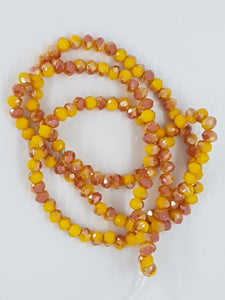 4MM GLASS FACETED RONDELLE BEADS - HALF PLATED - YELLOW