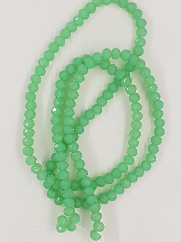4MM GLASS FACETED RONDELLE BEADS - PALE GREEN