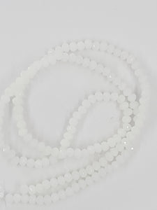 4MM GLASS FACETED RONDELLE BEADS - MILKY WHITE