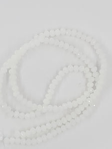 4MM GLASS FACETED RONDELLE BEADS - MILKY WHITE