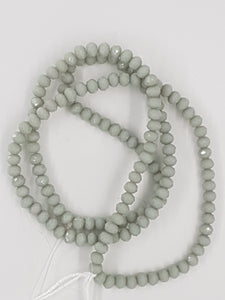 4MM GLASS FACETED RONDELLE BEADS - GREY OPAL